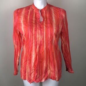 Liz & Co Batik Stripe Top Orange